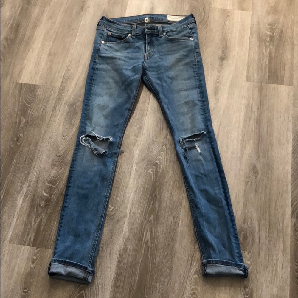 Rag & Bone skinny distressed at knee jeans - Picture 2 of 8
